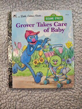 Little Golden Book Grover Takes Care of Baby Sesame Street Board Book 1987